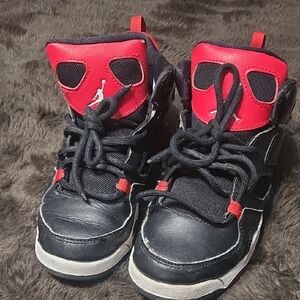 Jordan Kids Black and Red High-Top Sneakers